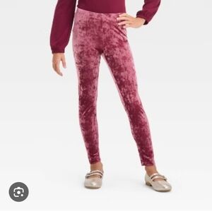 Cat & Jack Girls Dark Pink Velvet Leggings
